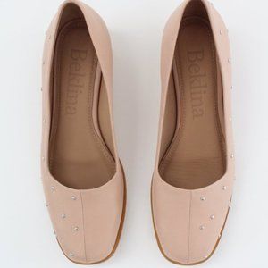 Beklina Nude Pink Studded Leather Flats
